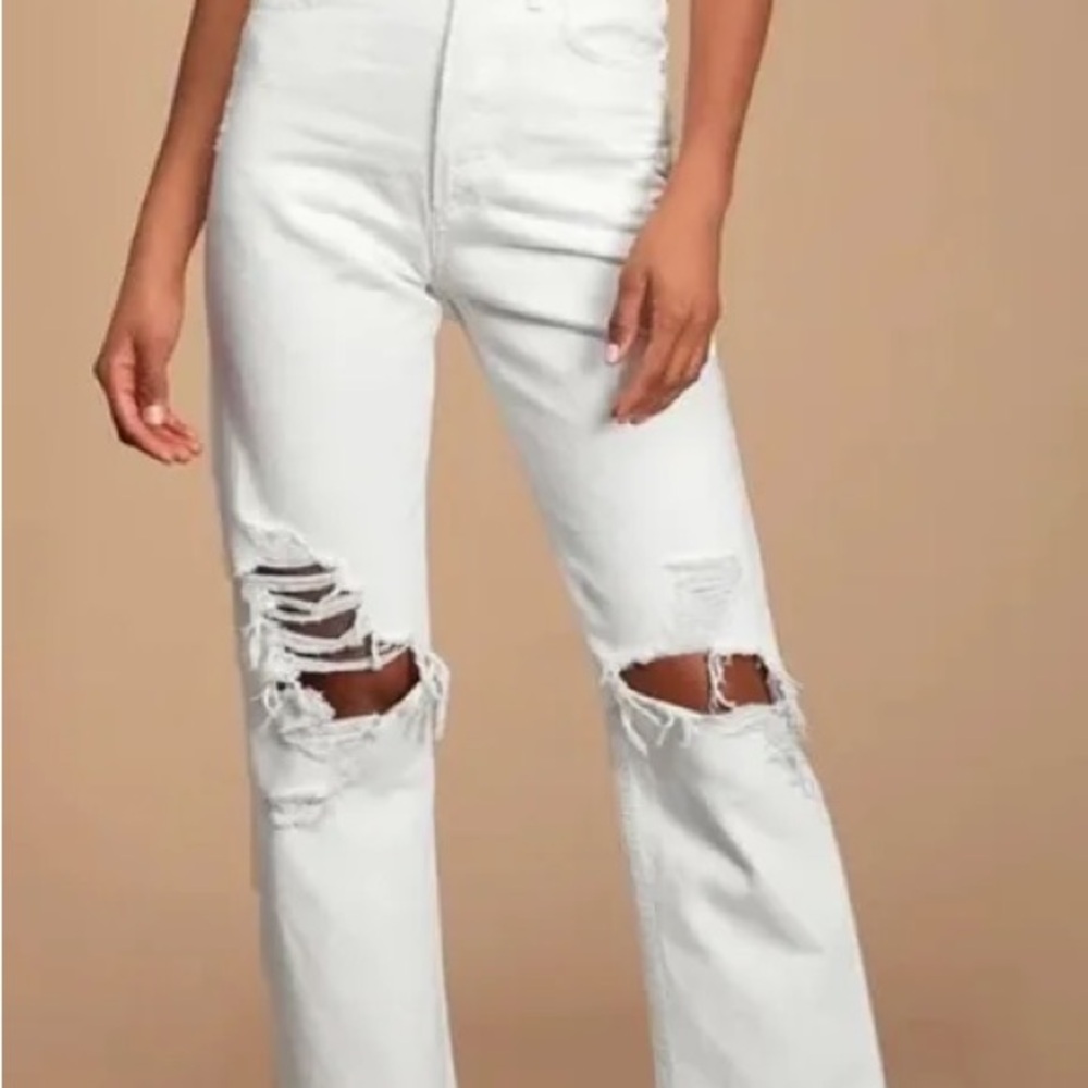 AGOLDE White Distressed Boot Cut Jeans - size 28